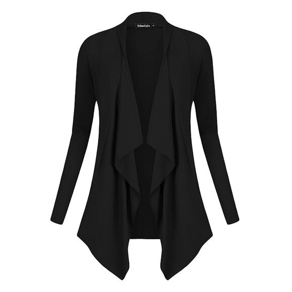 Urban CoCo Black Drape Front Open Cardigan Sweater Size Medium - Picture 1 of 13